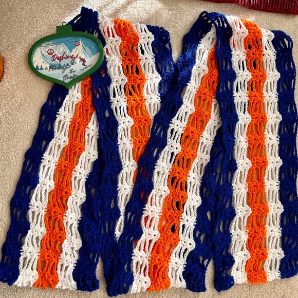 NEW Handmade Crocheted Scarf in University of Virginia Colors - Picture 7 of 11
